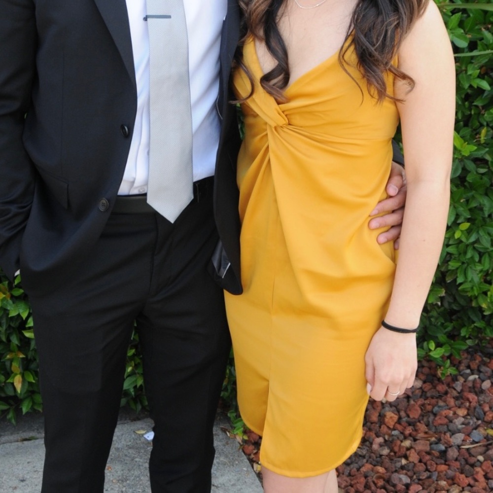 Asos yellow satin dress